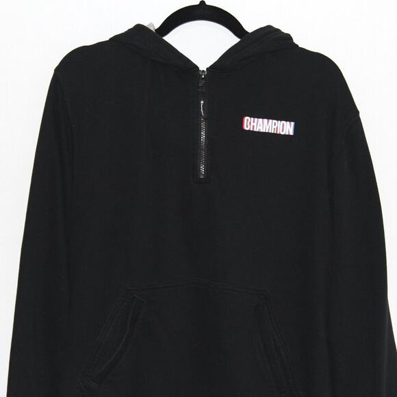 Champion Quarter Zip Hoodie Black Size Medium - Picture 3 of 5